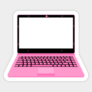 realistic laptop vector illustration in black and pink color Sticker